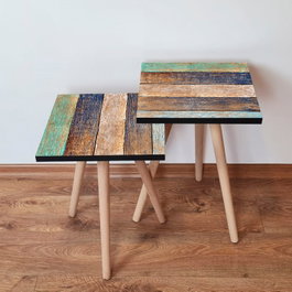Hanah Home Mesa Nido 2 Piezas Verde y Azul Marino